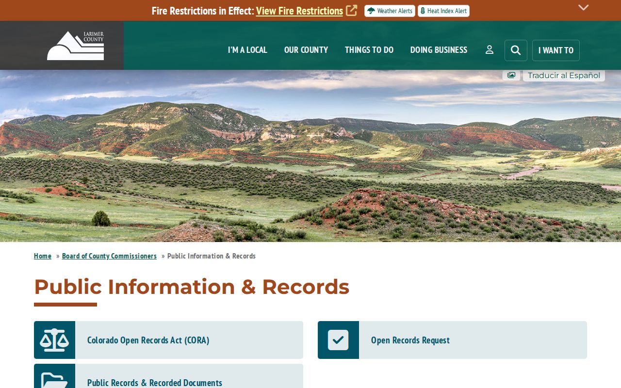 Larimer County Clerk of Court records public records CORA source
