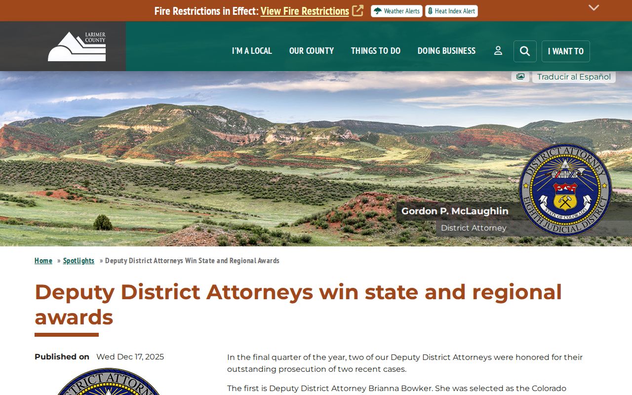 Larimer County court charge records and District Attorney prosecution information