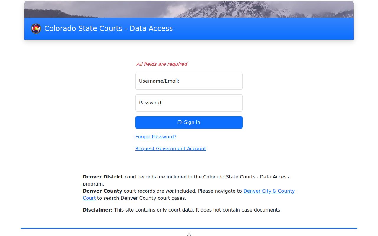 Larimer County court records Colorado State Courts Data Access page