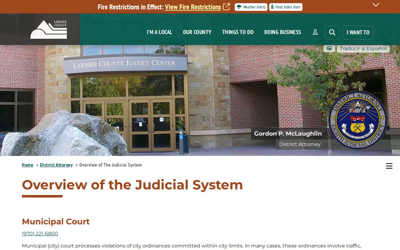 Larimer County criminal court records District Attorney judicial system overview