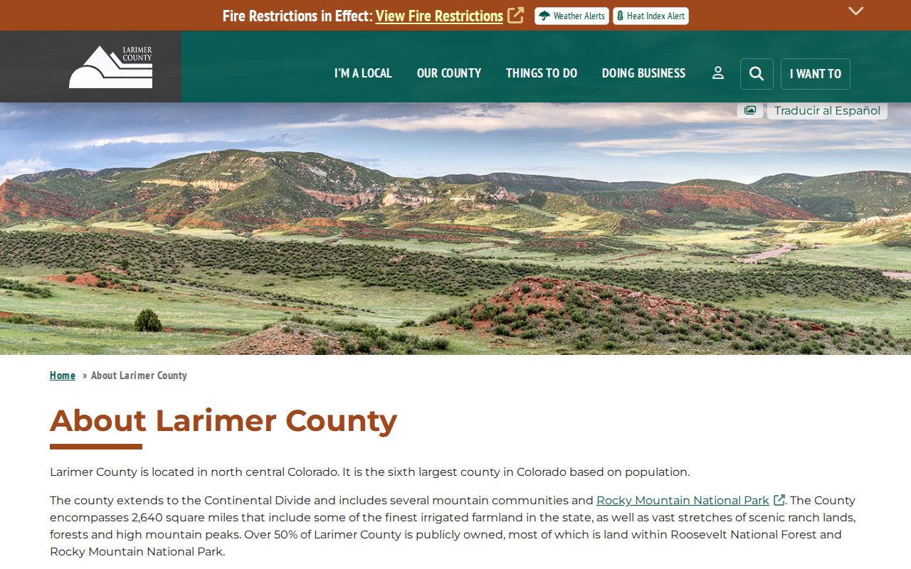Larimer County court records local county facts page