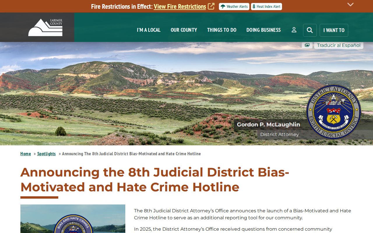Larimer County marriage and divorce records local district attorney hotline source