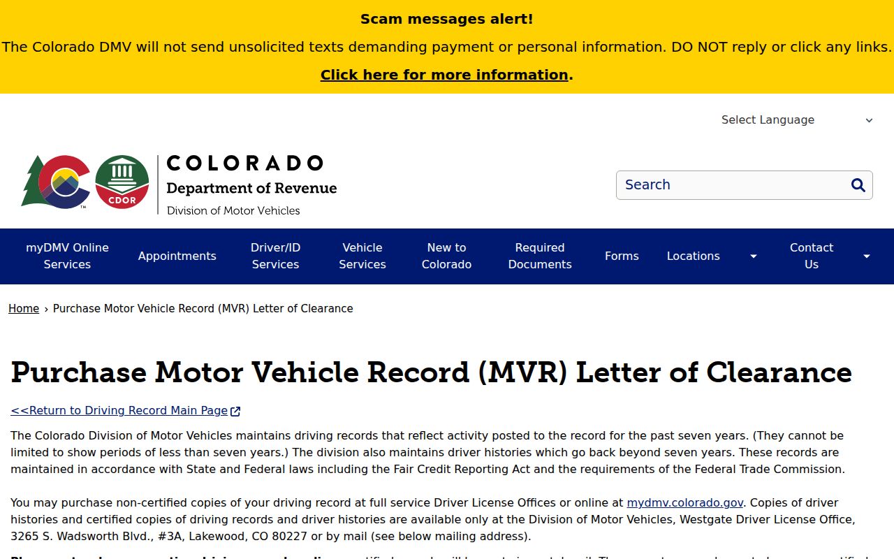 Larimer County marriage and divorce records separate Colorado DMV record source