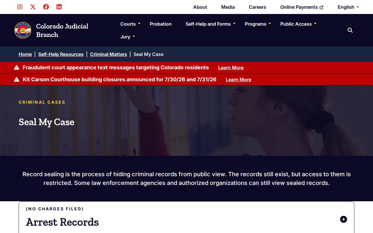 Larimer County divorce records Colorado court sealing source