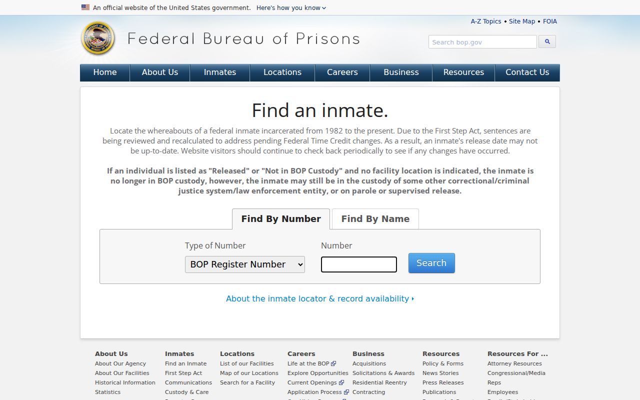 Larimer County probate records separate federal BOP inmate locator source