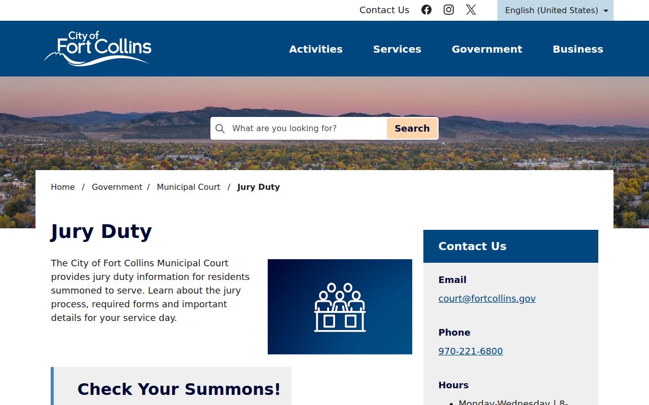 Larimer County traffic court records Fort Collins parking and jury source